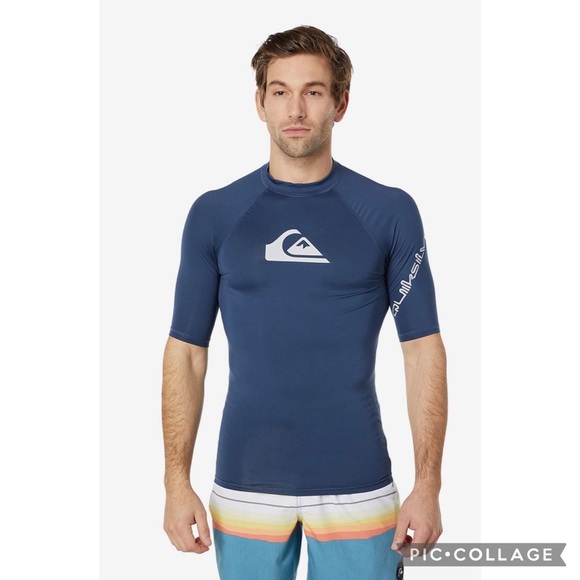 Quiksilver All Time Short Sleeve UPF 50 Rashguard: Insignia Blue - Medium - Picture 6 of 7